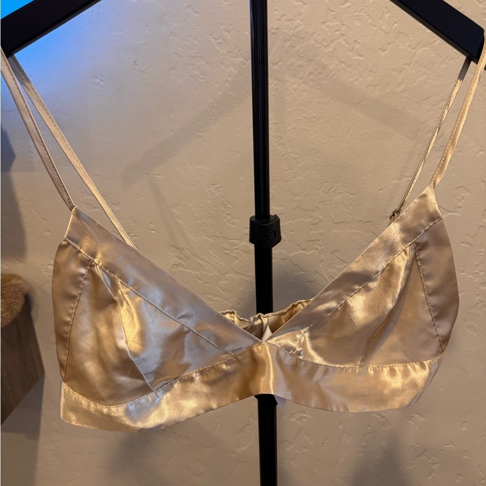Nasty Gal Satin Bralette in Champagne Gold